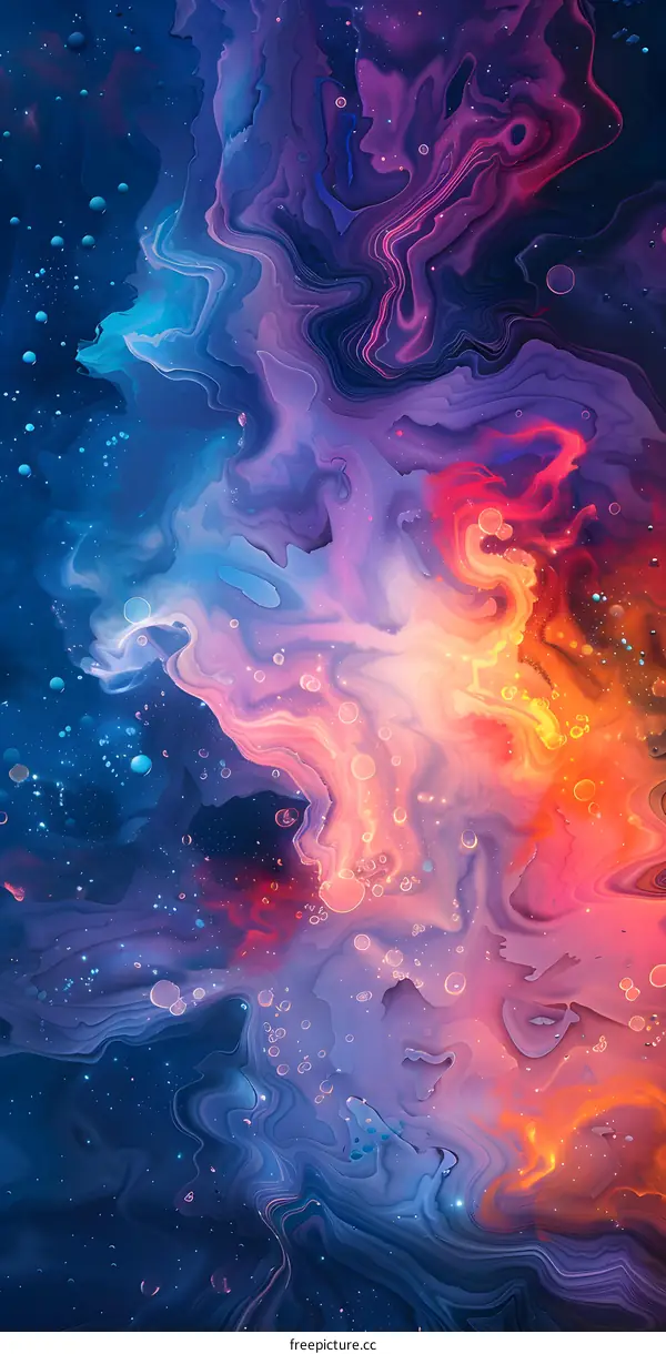 Colorful liquid swirls in space