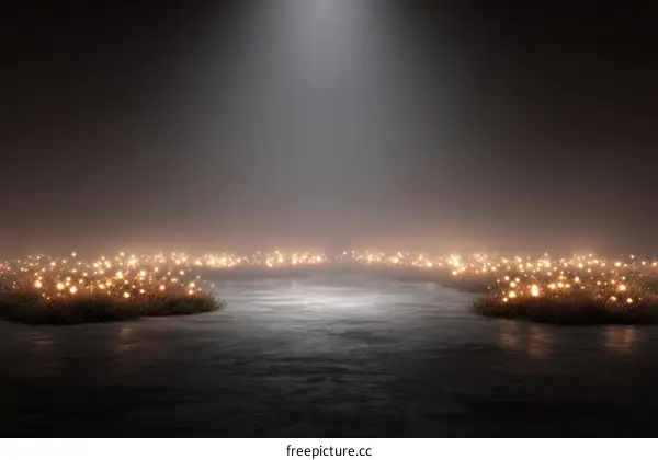 Mysterious Illuminated Grass Field at Night