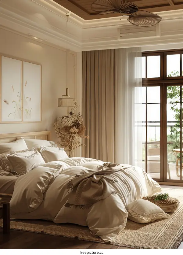 Beige Bedroom Interior Design with Natural Light