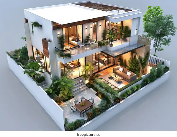 Modern Minimalist Villa with Pool and Gardens