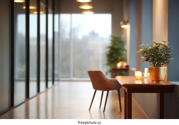 Modern Office Corridor with Natural Light