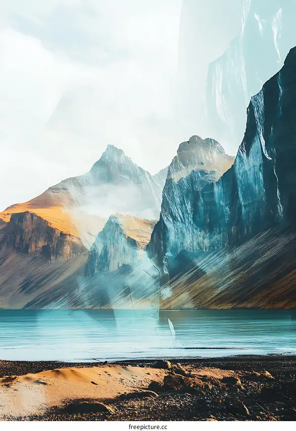 Abstract Mountains and Lake