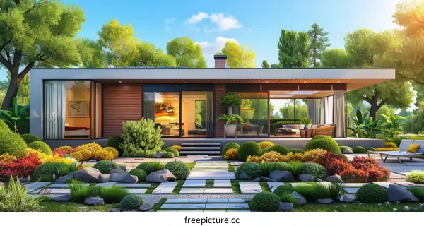 Modern House Exterior with Landscaping Design