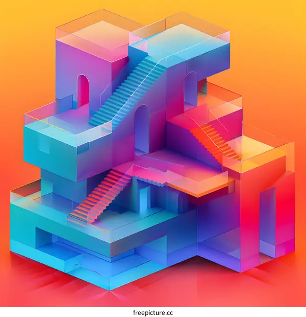 Abstract Architecture in Neon Colors