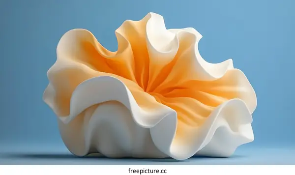 Abstract 3D Sculptural Form with Orange and White Color