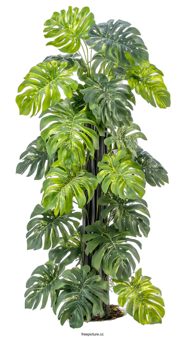 [Transparent Background PNG]Green Monstera Plant on White Background