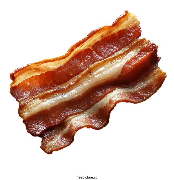[Transparent Background PNG]Crispy Fried Bacon Slice Closeup