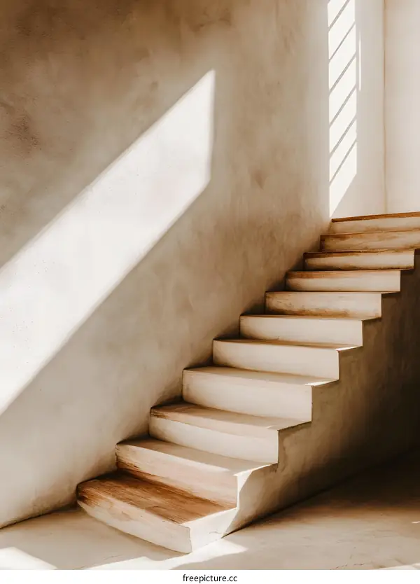 Modern Minimalist Concrete Staircase With Natural Light