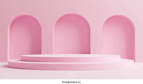 Pink Archway Display Podium Studio Scene