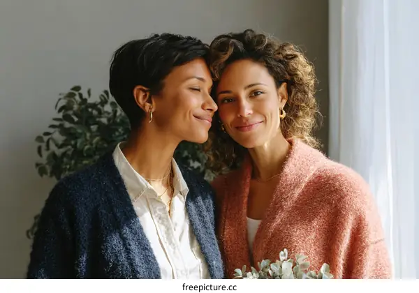 Two Women Smiling Closely Together