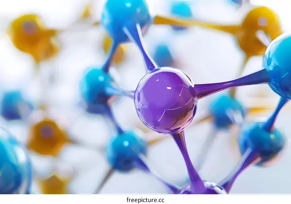 Abstract Molecular Structure With Colored Spheres