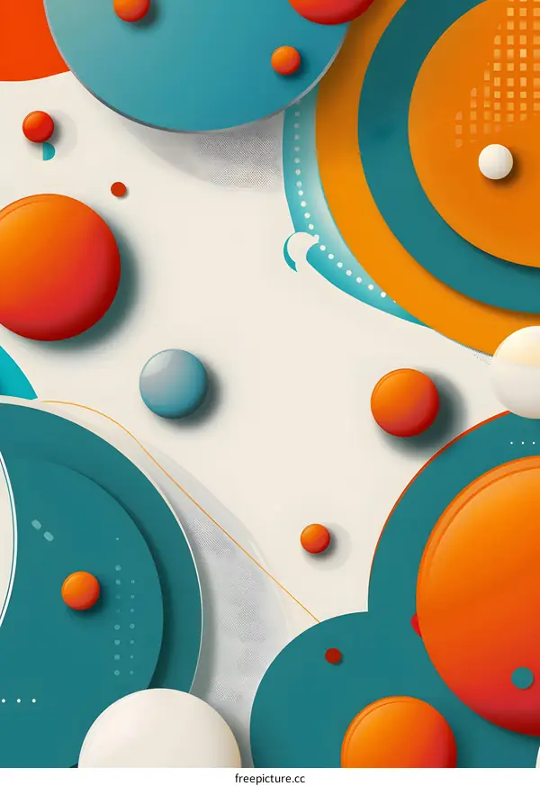 Abstract Geometric Background with Teal and Orange Circles