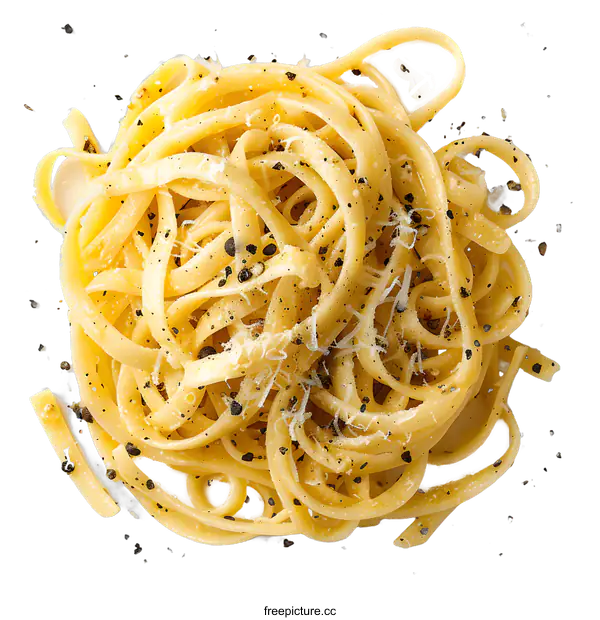 [Transparent Background PNG]Pasta Cacio e Pepe on white background