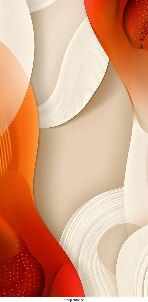 Abstract Background With Wavy Shapes In Orange And Beige