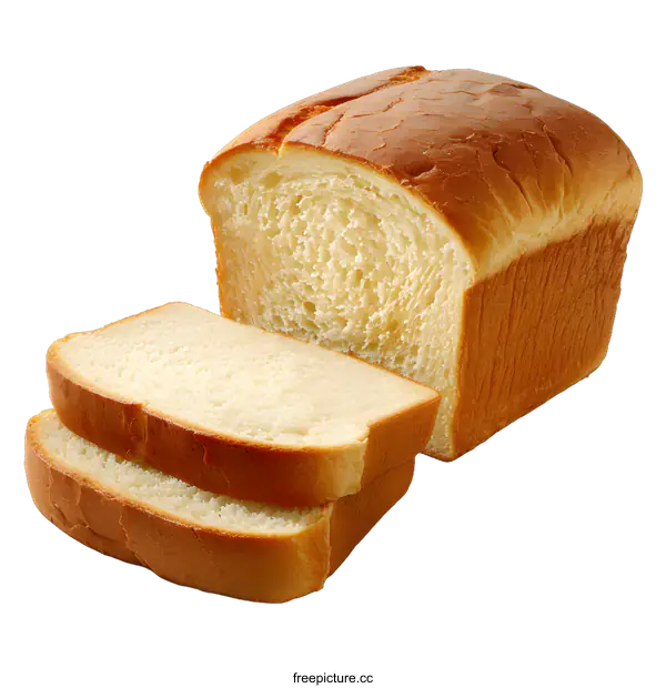 [Transparent Background PNG]Sliced White Bread Loaf Isolated On White Background