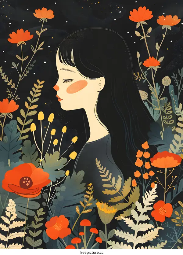 girl with flower background