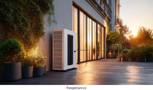 Modern Outdoor Patio with Air Conditioner