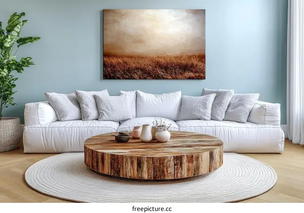 Modern Living Room with Natural Artwork