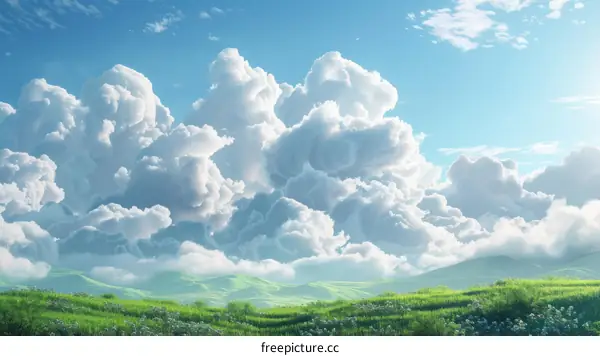 Tranquil Green Fields and Dreamy Blue Skies