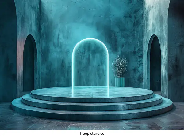 Teal Neon Archway Display Platform