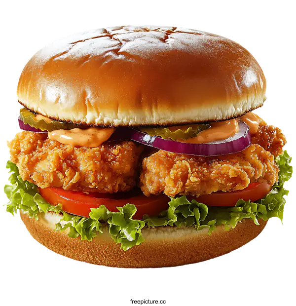 [Transparent Background PNG]Delicious Crispy Fried Chicken Sandwich