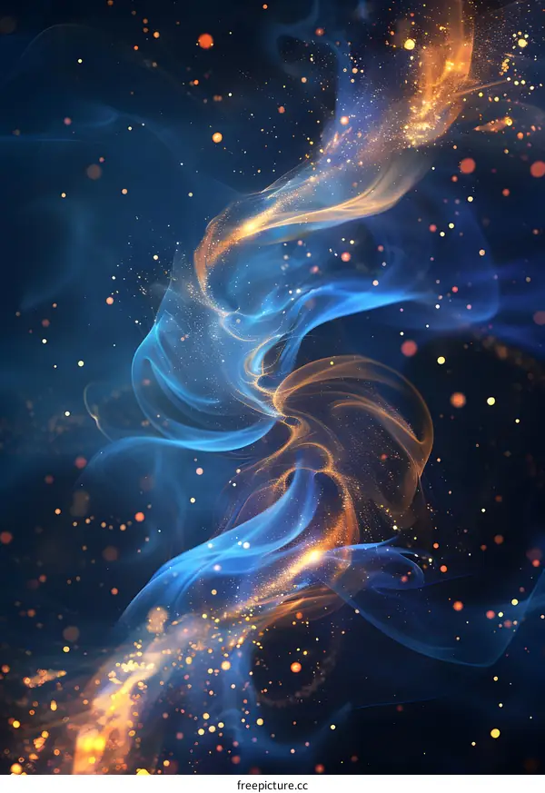 Golden and Blue Abstract Fire