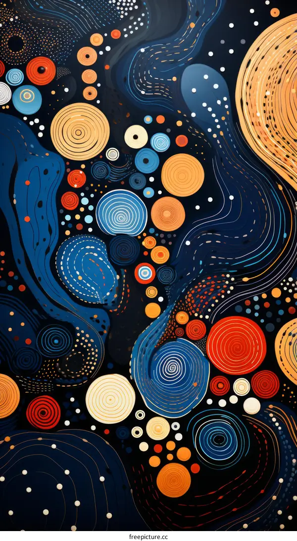 Colorful abstract circles and dots painting