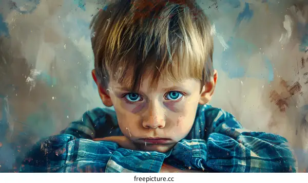 Sad Boy with Blue Eyes