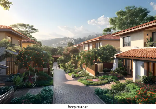 Beautiful and Modern  Houses in a Lush Green Landscape