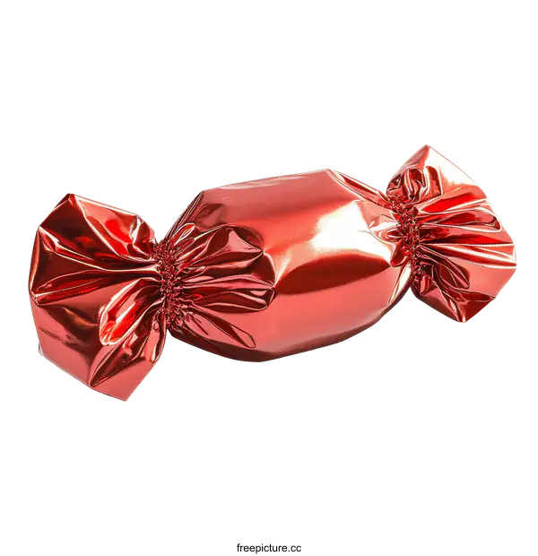 [Transparent Background PNG]Red Metallic Wrapped Candy