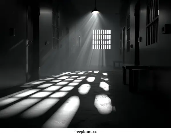 Empty Prison Corridor with Sunlight