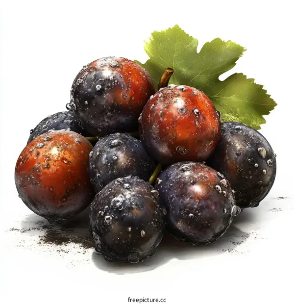Close-up of a cluster of Grapes with water droplets