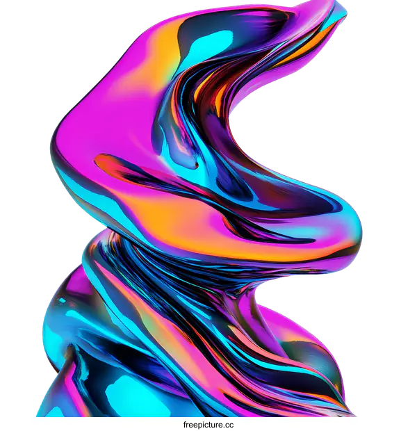 [Transparent Background PNG]Abstract Colorful Flowing Liquid Sculpture