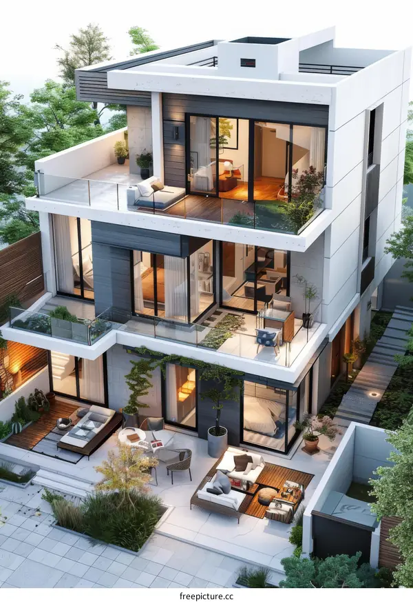 Modern Townhouse Design with Courtyard