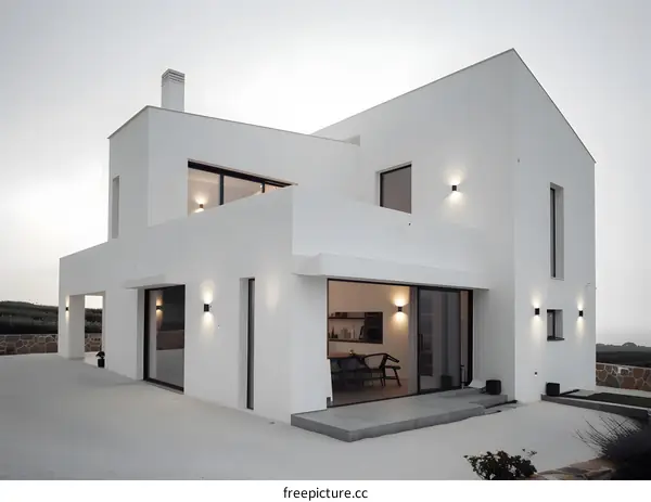 Modern White House with Minimalist Design