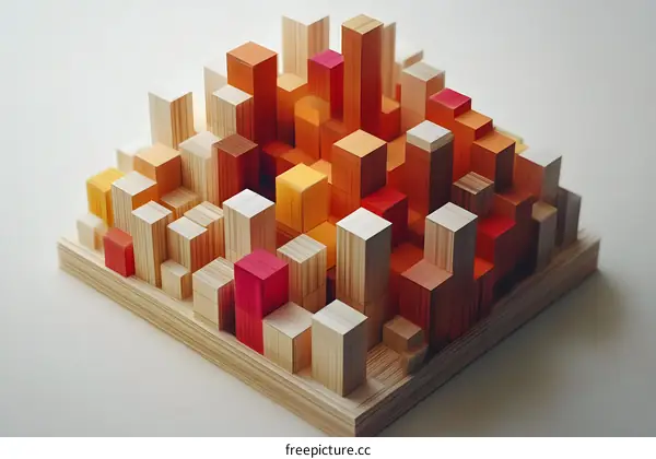 Wooden Block Abstract Cityscape Model