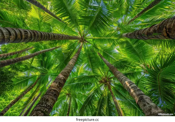 Looking Up at the Lush Canopy of a Tropical Rainforest