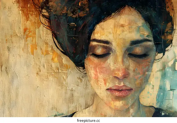 Portrait of a young woman with her eyes closed