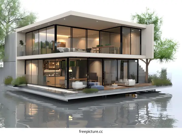 Modern lakeside villa