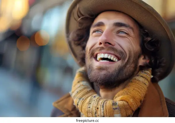 Happy Man Outdoors in Autumn Fashion