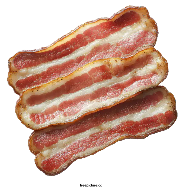 [Transparent Background PNG]Deliciously Cooked Bacon Slices