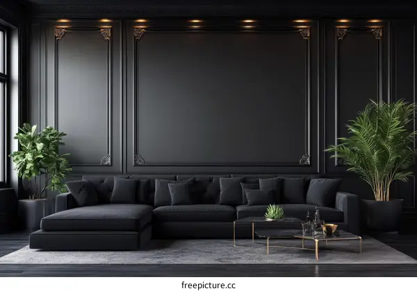 Dark Modern Elegant Living Room Interior Design