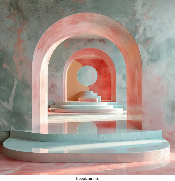Abstract Pastel Archways Architectural Design