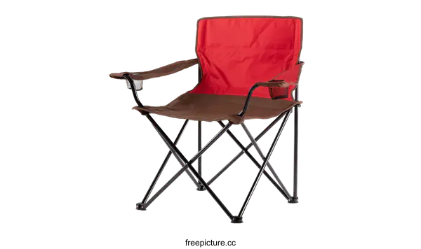 [Transparent Background PNG]Portable Folding Camping Chair with Red Cushions