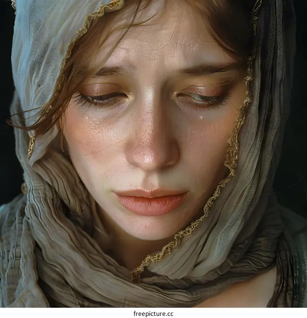 Portrait of a young woman in a headscarf