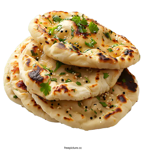 [Transparent Background PNG]A stack of naan bread