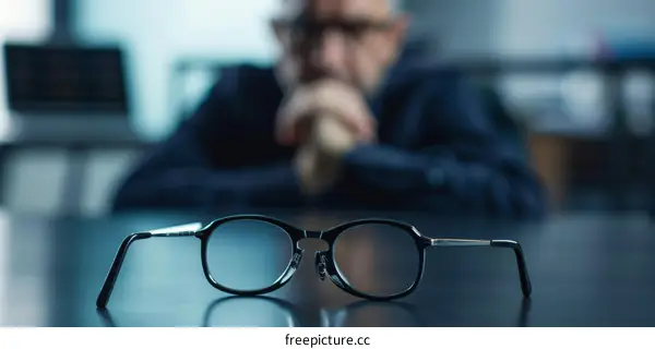 Glasses on the table with a person in the background