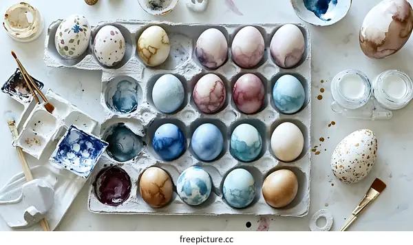 Easter Eggs Decorated with Watercolor Designs