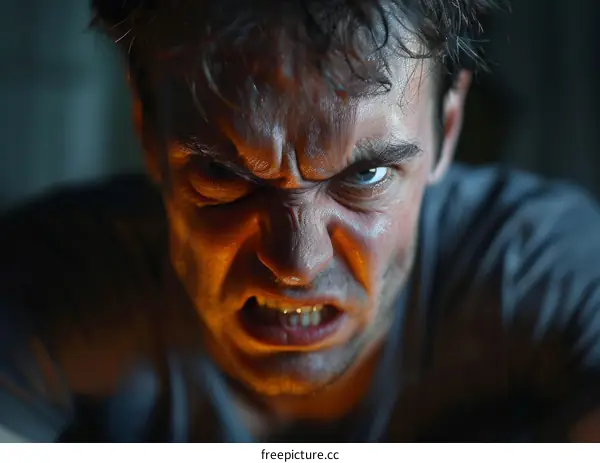 Close-up Angry Man Face Expression