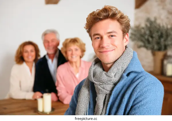 Family portrait with a young man